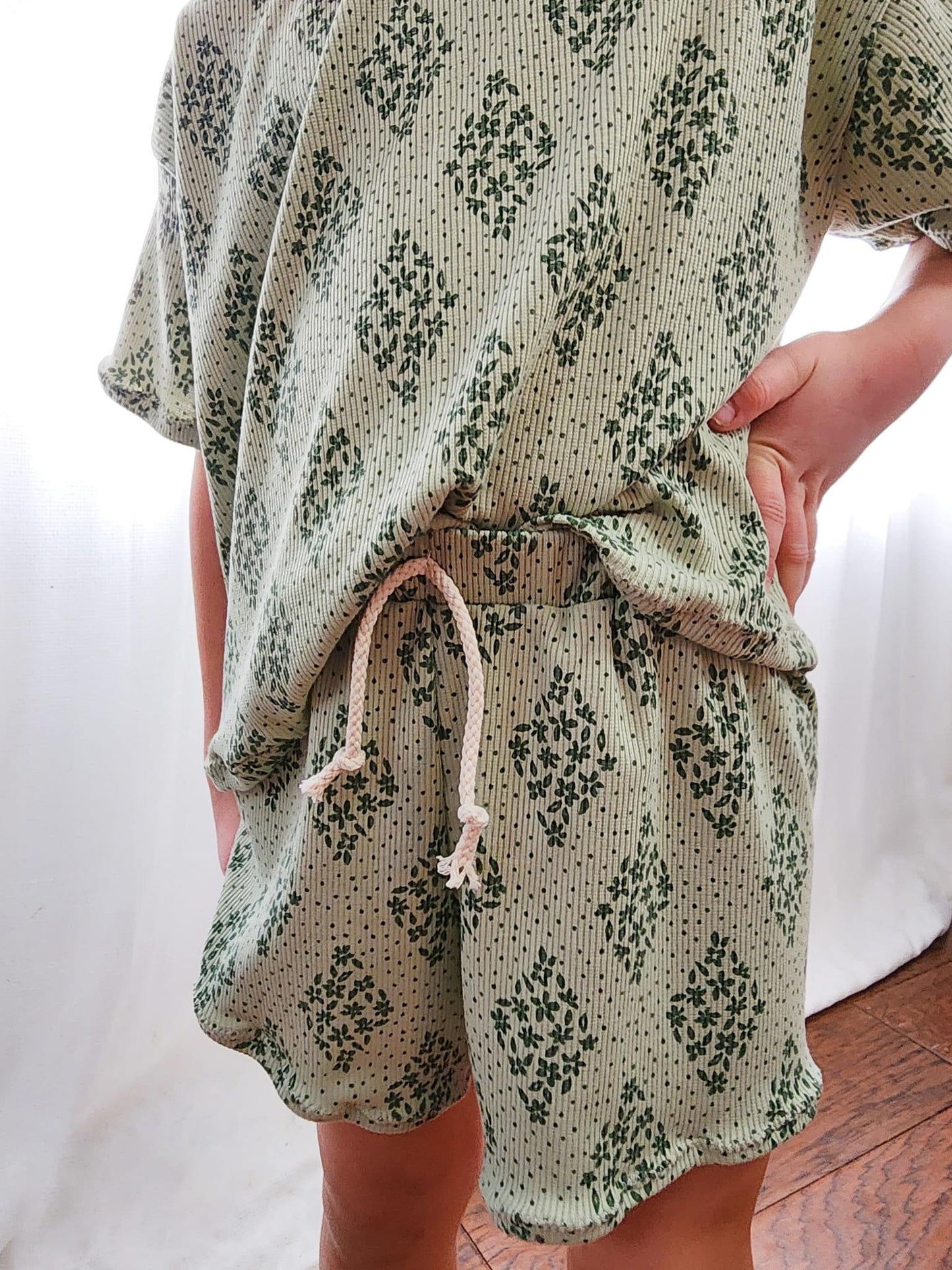 Green Floral Boxy Tee
