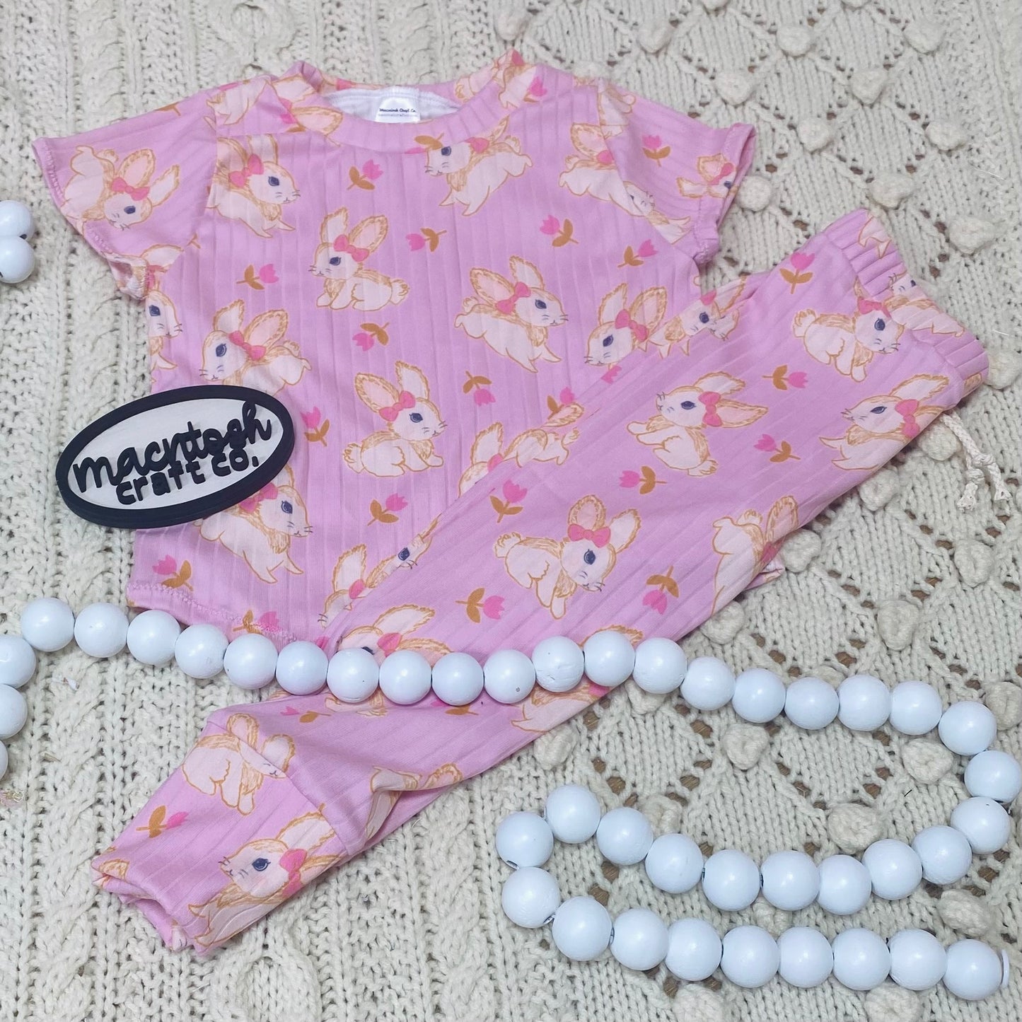 Pink Bunnies Ribbed Set or Separates