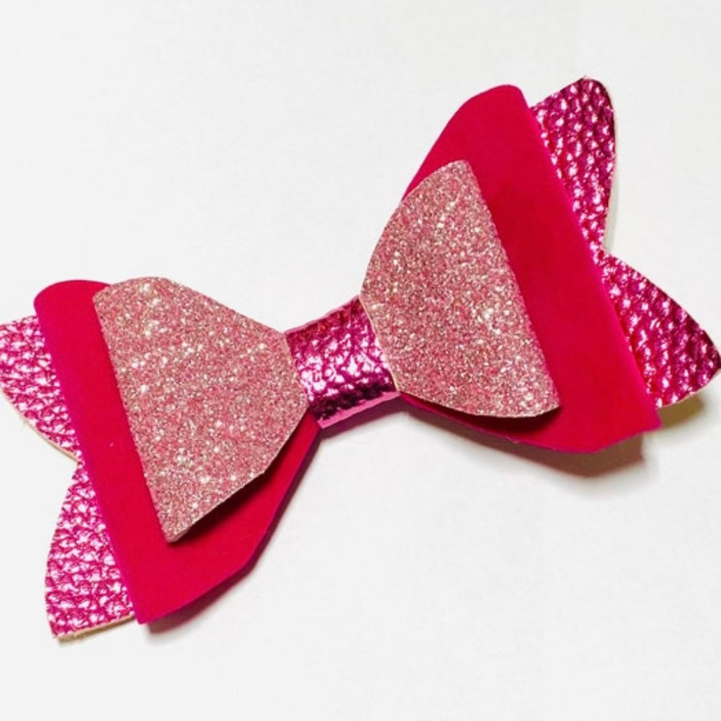 Pretty in Pink Velvet Shimmery Stacked Bow