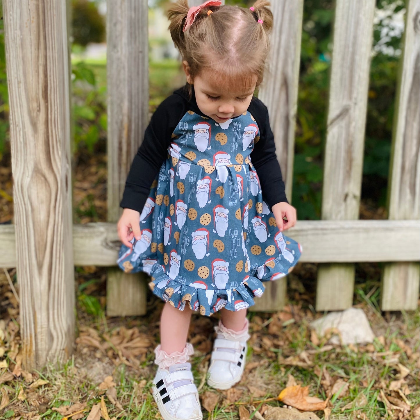 Santa Cookies Raglan Ruffle Dress