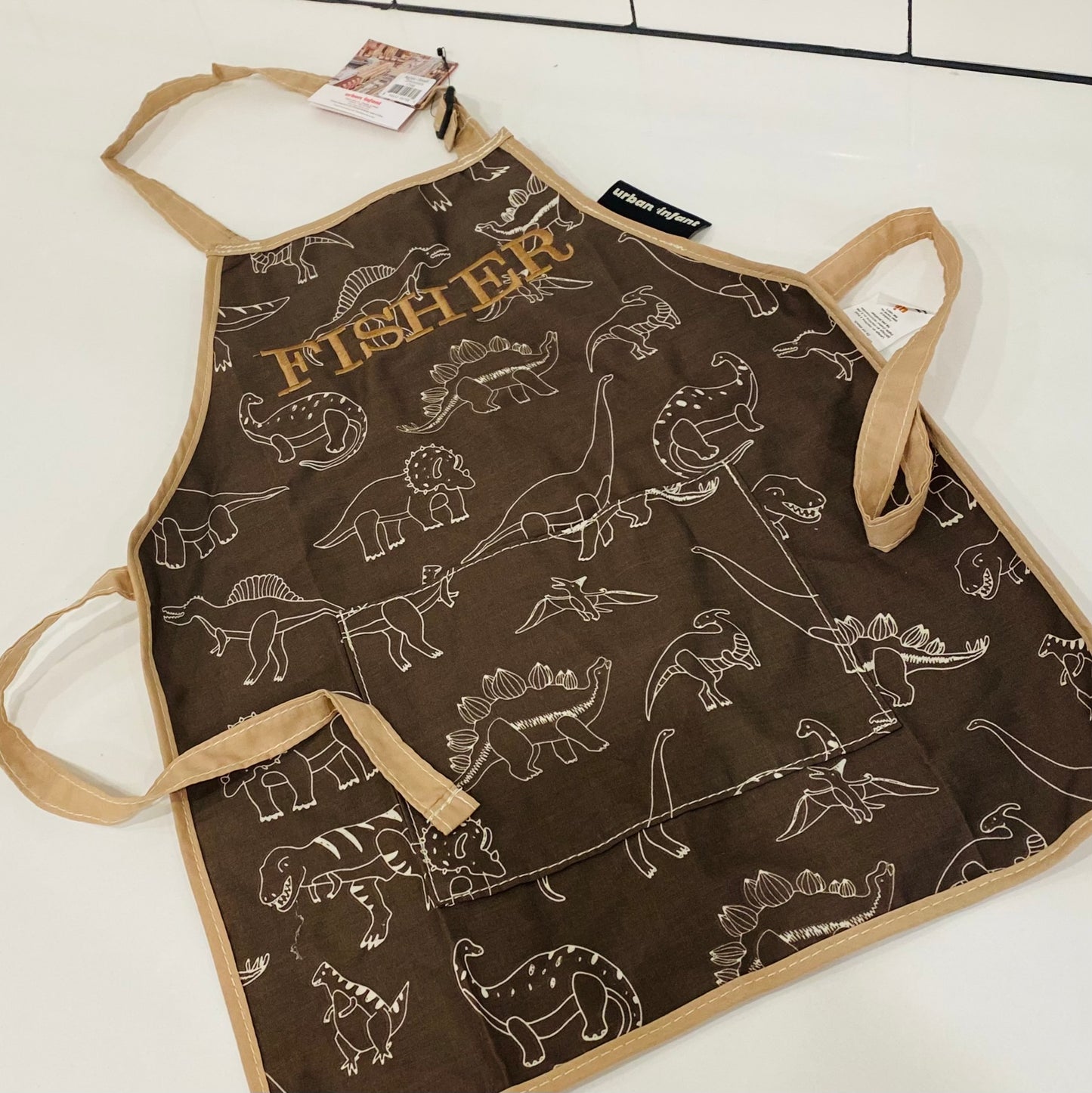 Embroidered Dino Apron