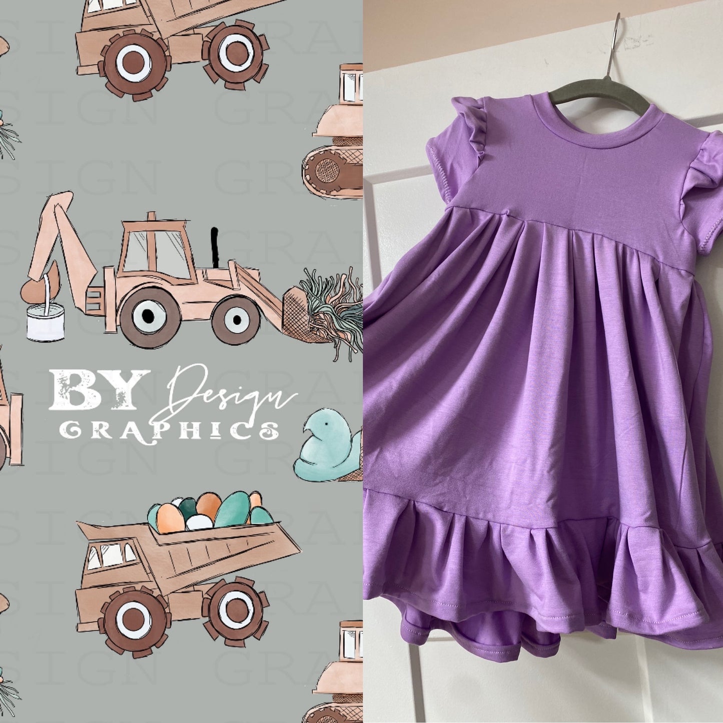 Easter Tractors Twirl Dress