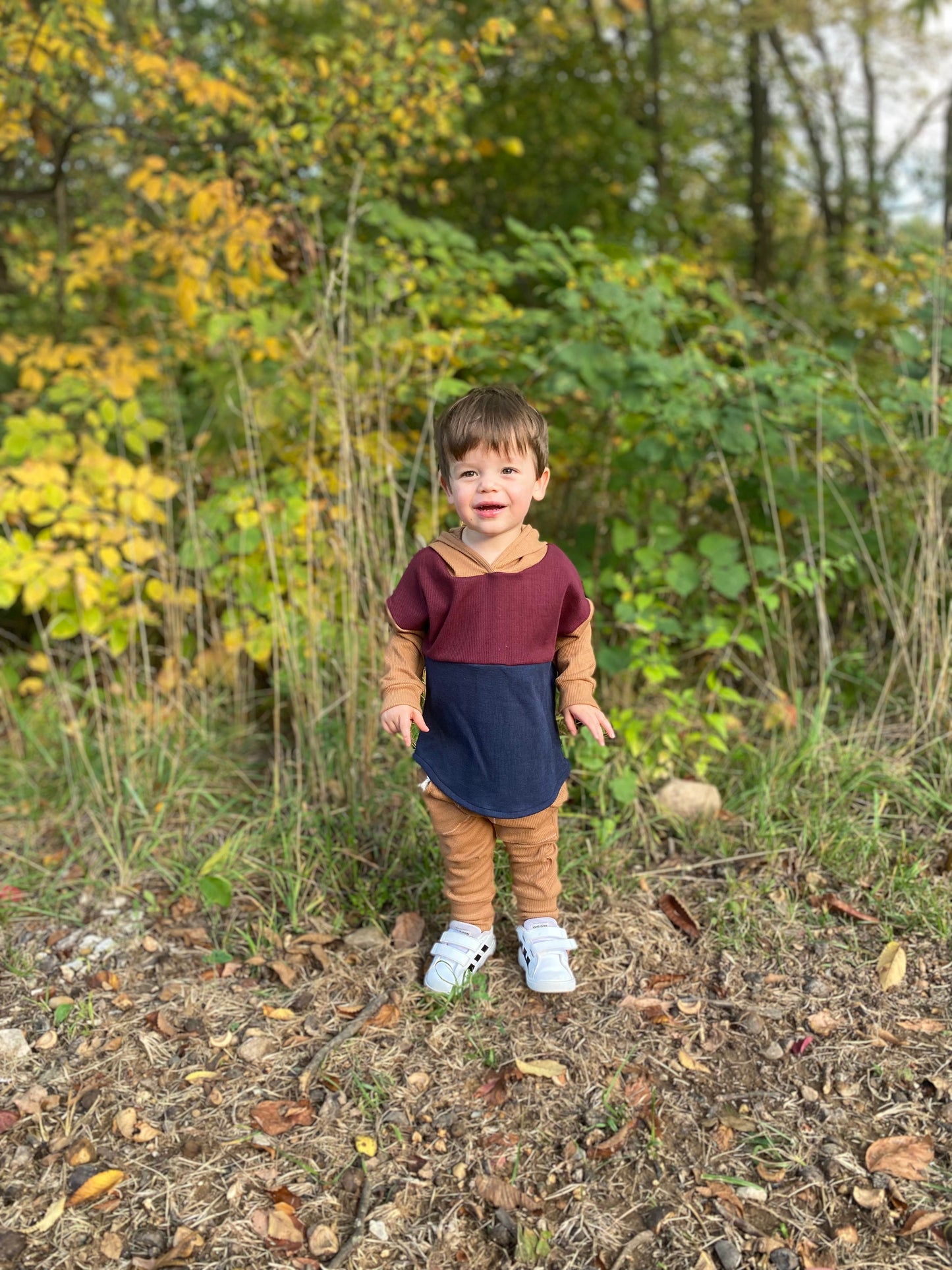 Waffle Colorblocked Hooded Tee