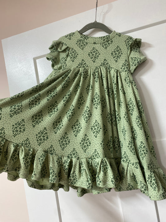 Green Floral Twirl Dress