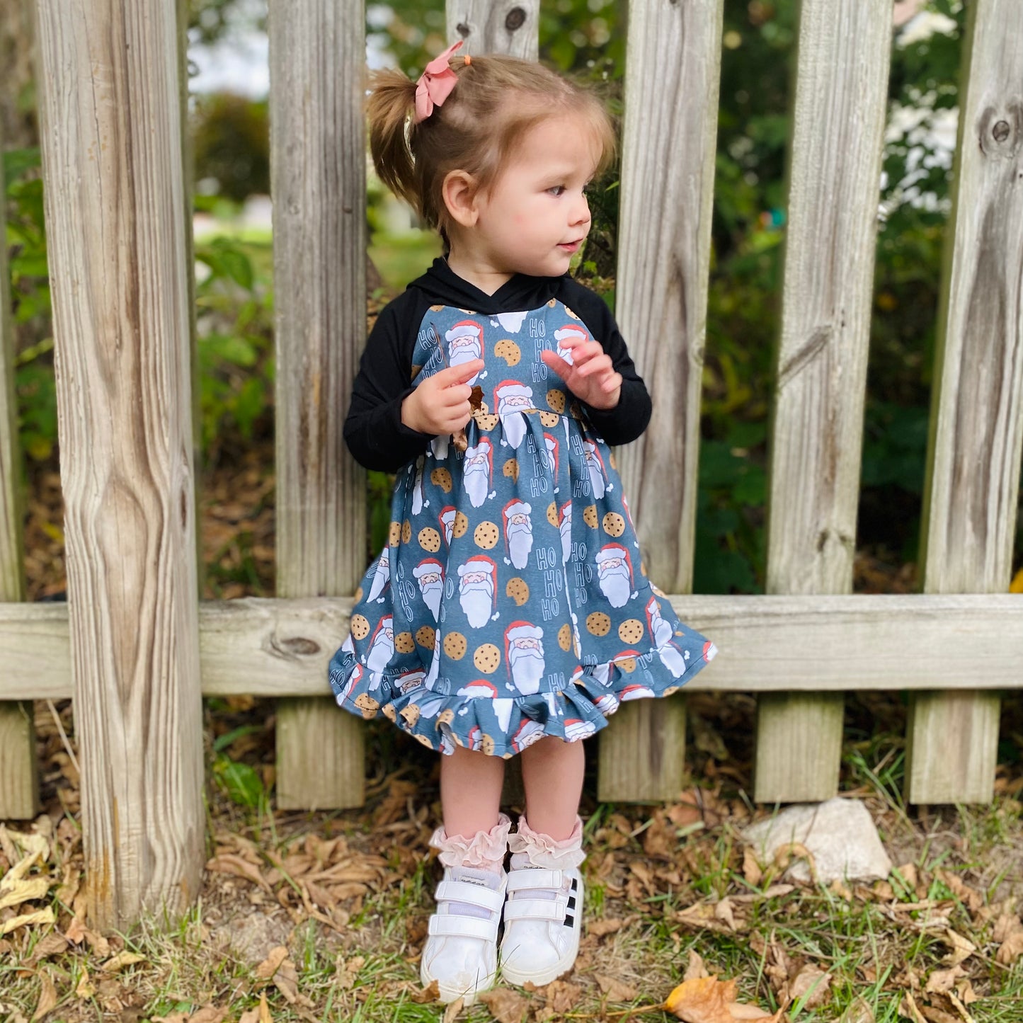 Santa Cookies Raglan Ruffle Dress