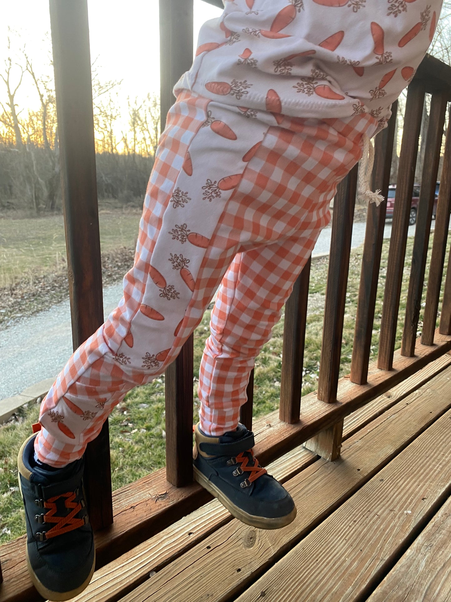 Orange Plaid/Carrots Retro Joggers (CL)