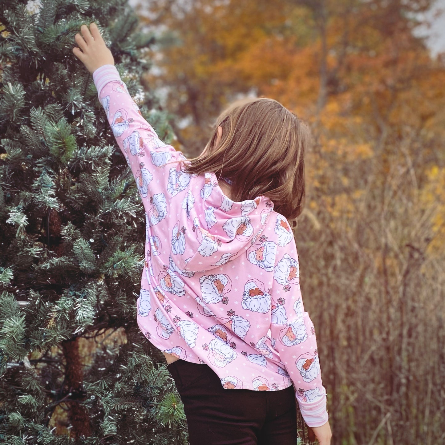 Pink Santa Hooded Boxy Tee