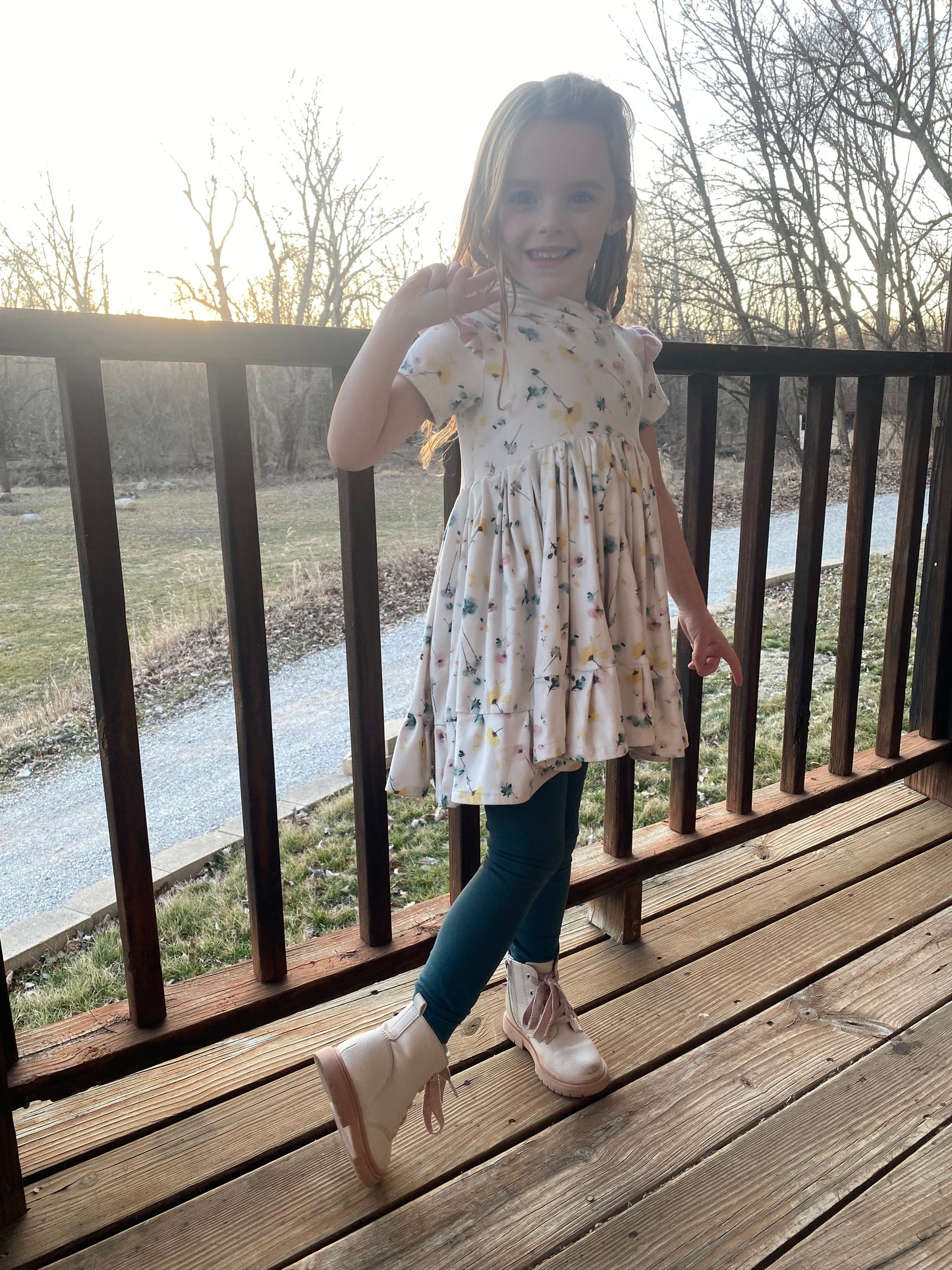 White Floral Twirl Dress