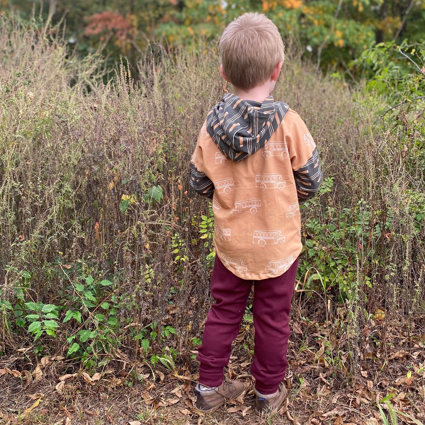 Busses + Pencils Long Sleeve Hooded Tee