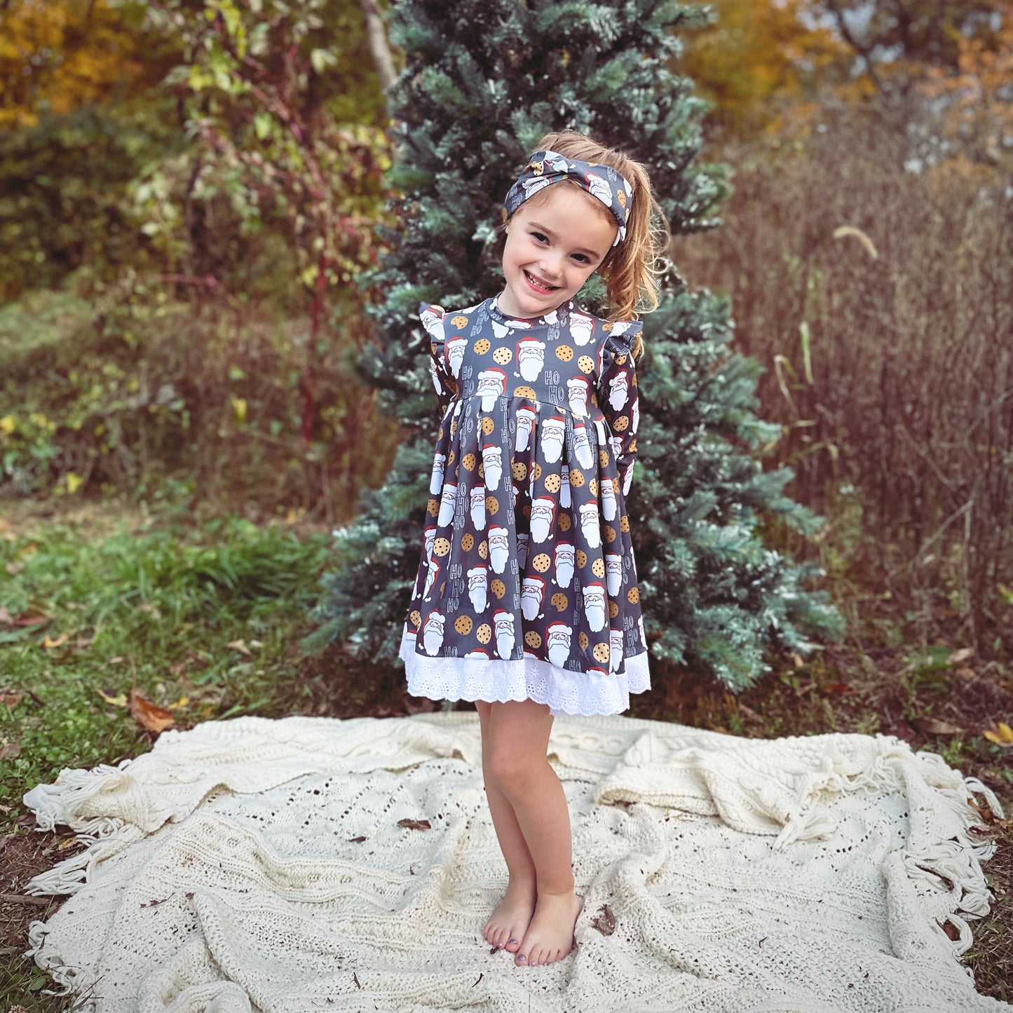 Santa Cookies and Lace Twirl Dress