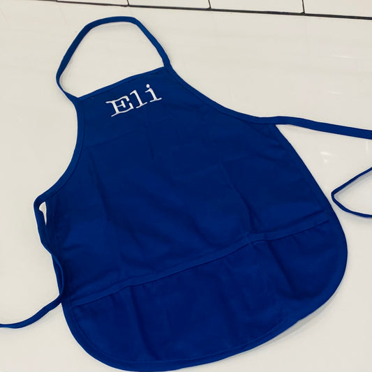 Embroidered Blue Apron