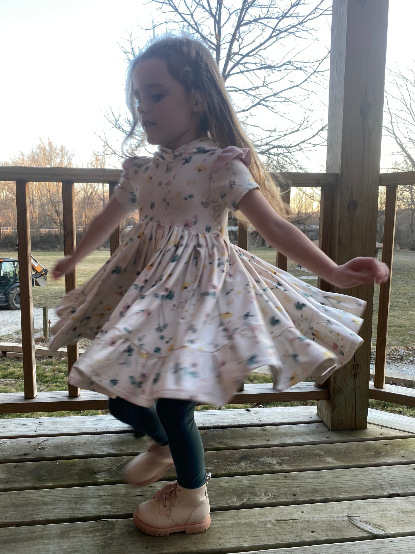 White Floral Twirl Dress