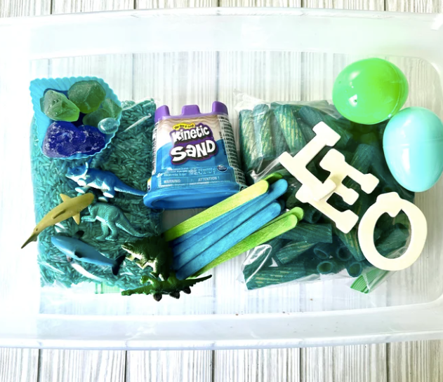 Personalized Blue + Green Sensory Bin