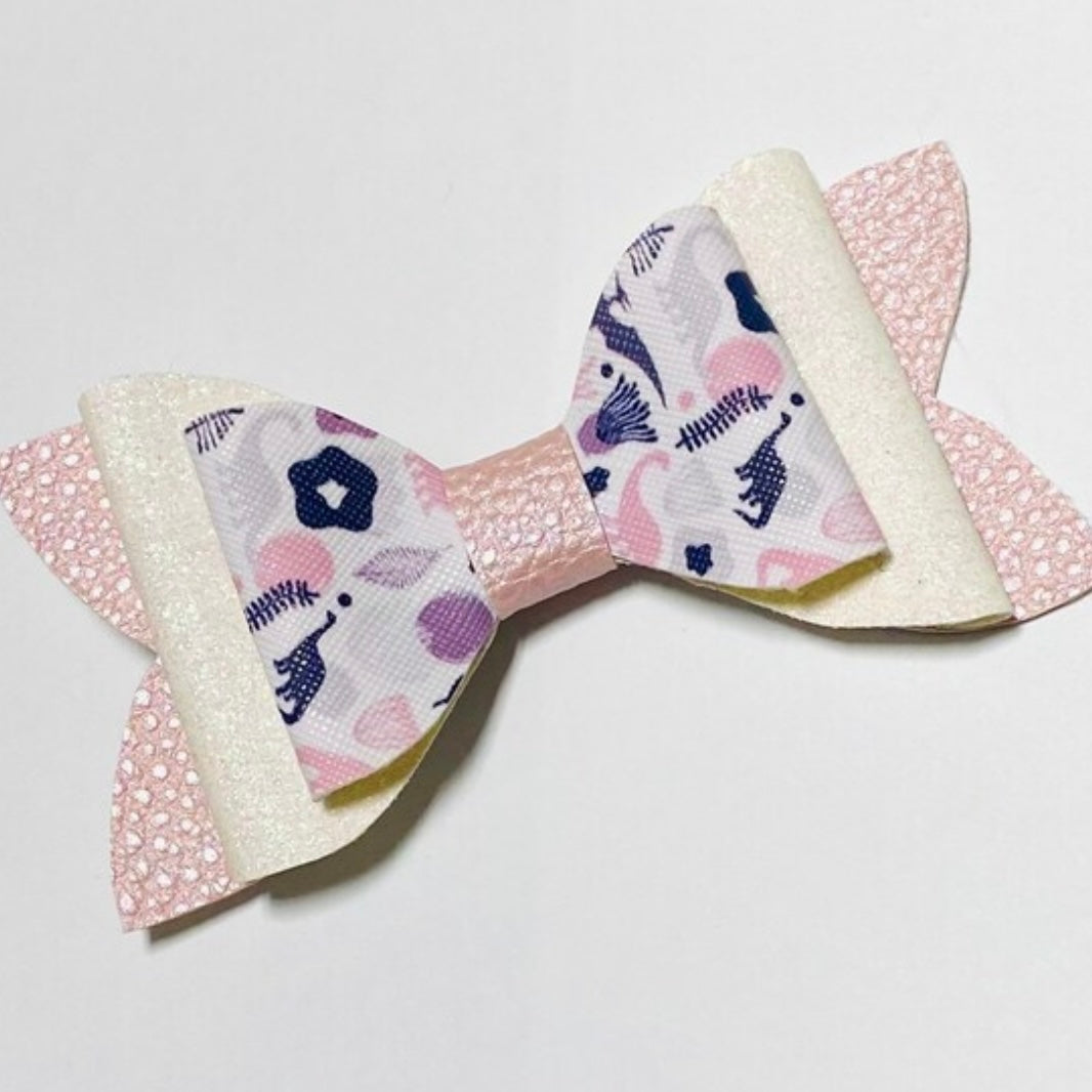 Pearly Dinosaur Glittery Stacked Bow