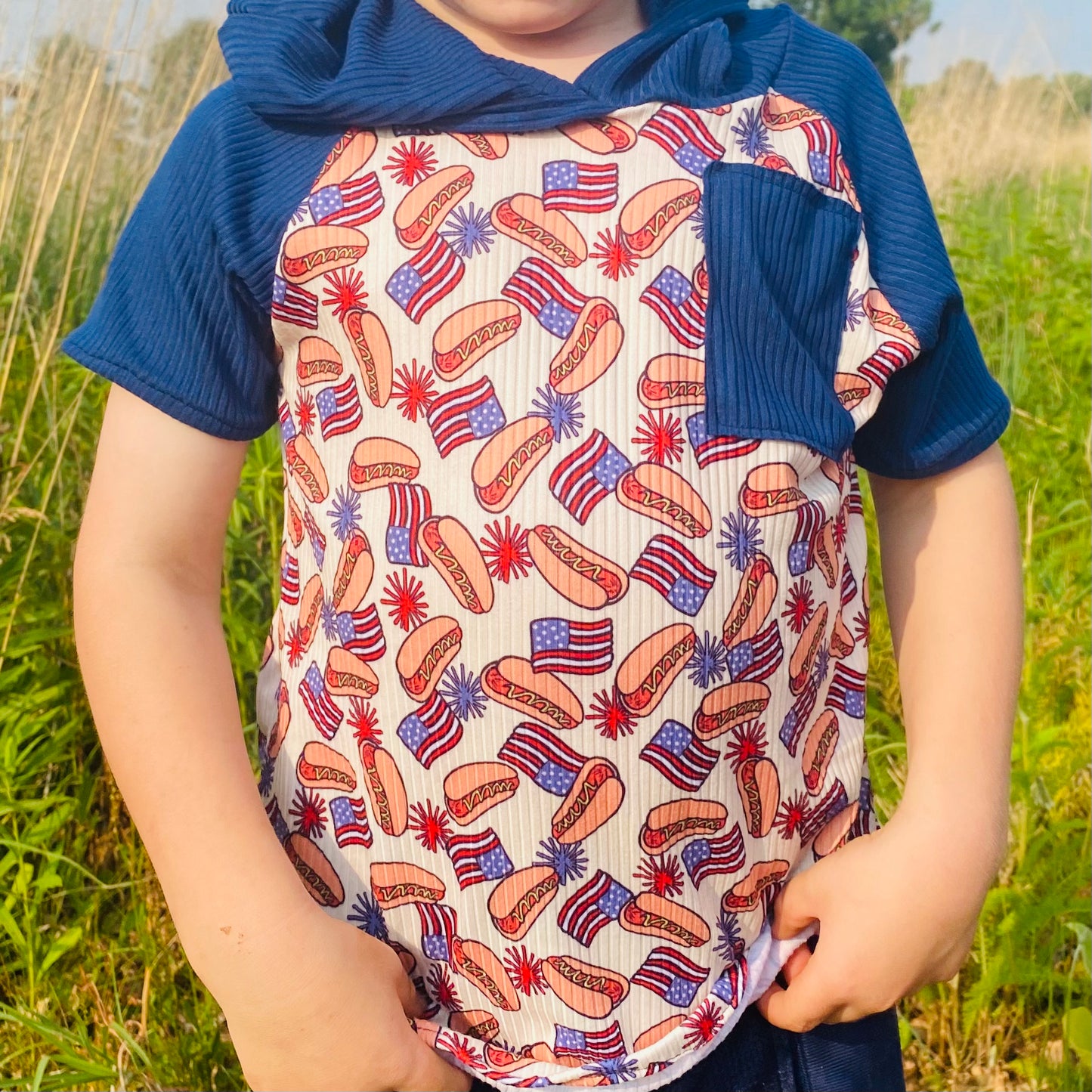 USA Flags + Hotdogs Raglan Tee