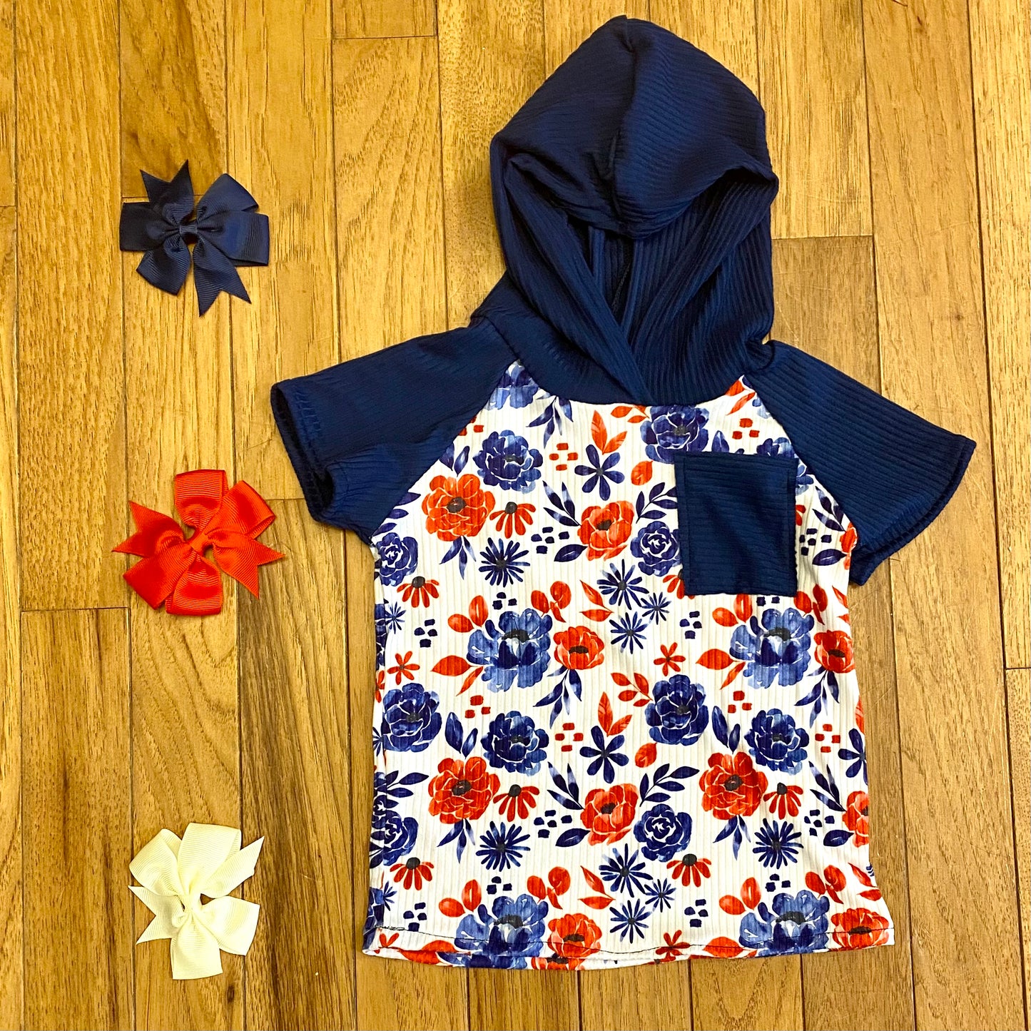 Red, White, + Blue Floral Raglan Tee