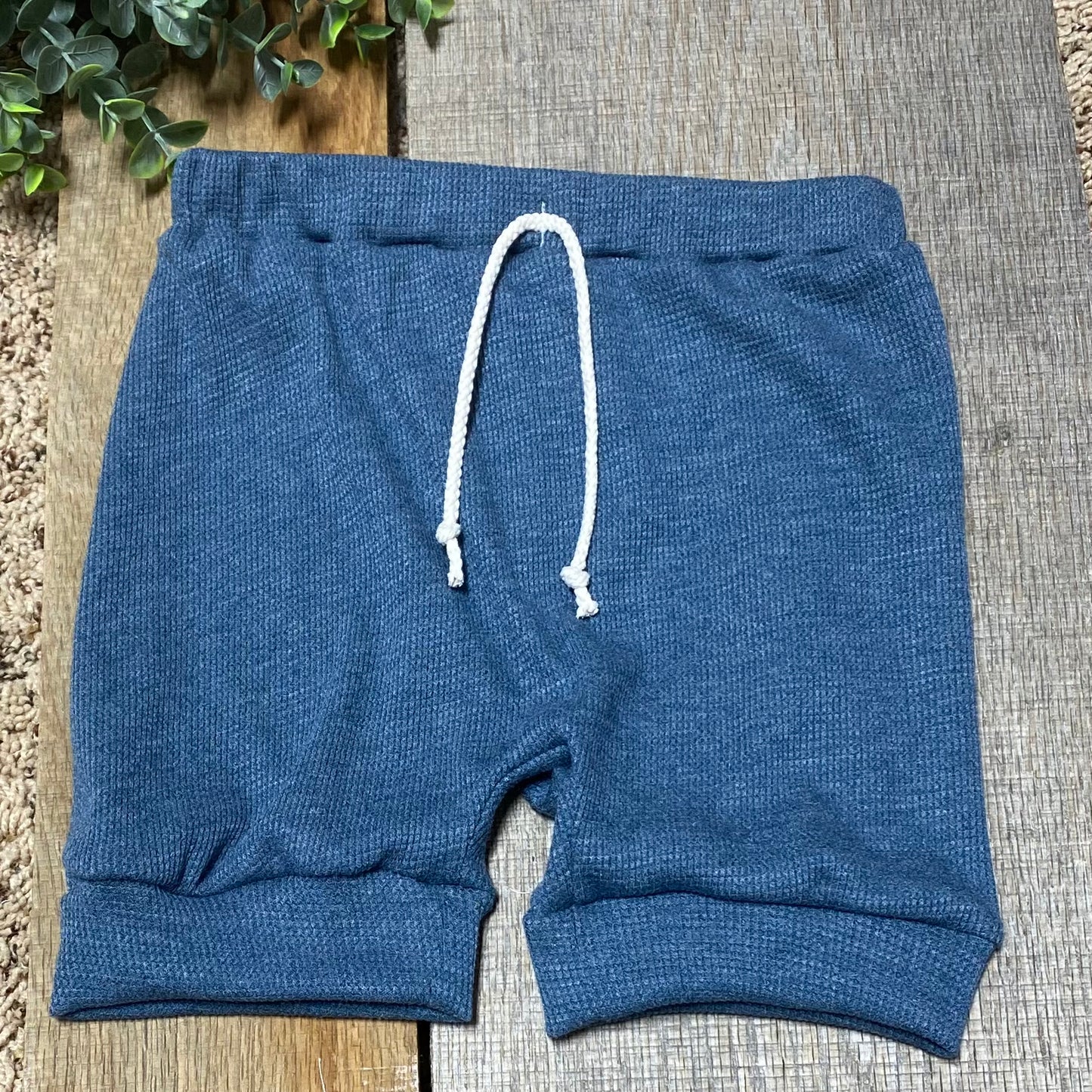 Navy Waffle Knit Harem Shorts