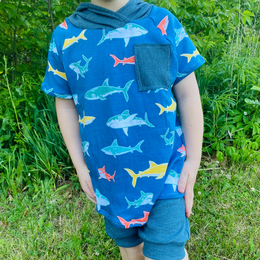 Sharks Raglan and Harem Shorts Set