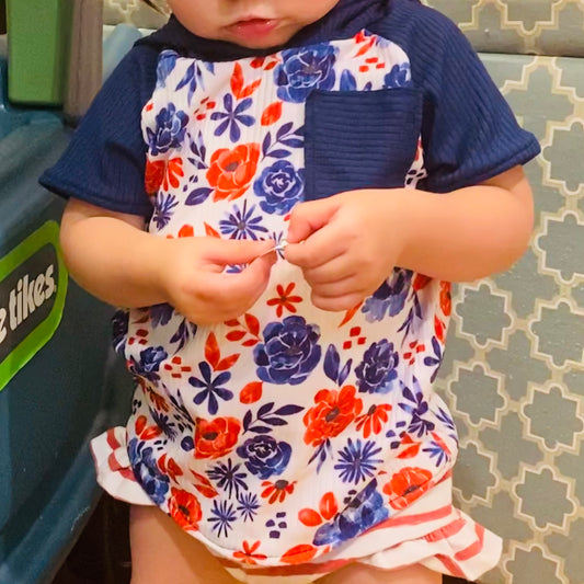 Red, White, + Blue Floral Raglan Tee