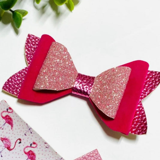 Pretty in Pink Velvet Shimmery Stacked Bow